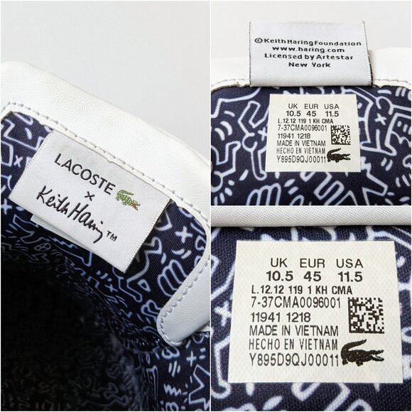 Lacoste By Keith Haring White Leather Sneakers | Men's Size 11.5 - Picture 8 of 15